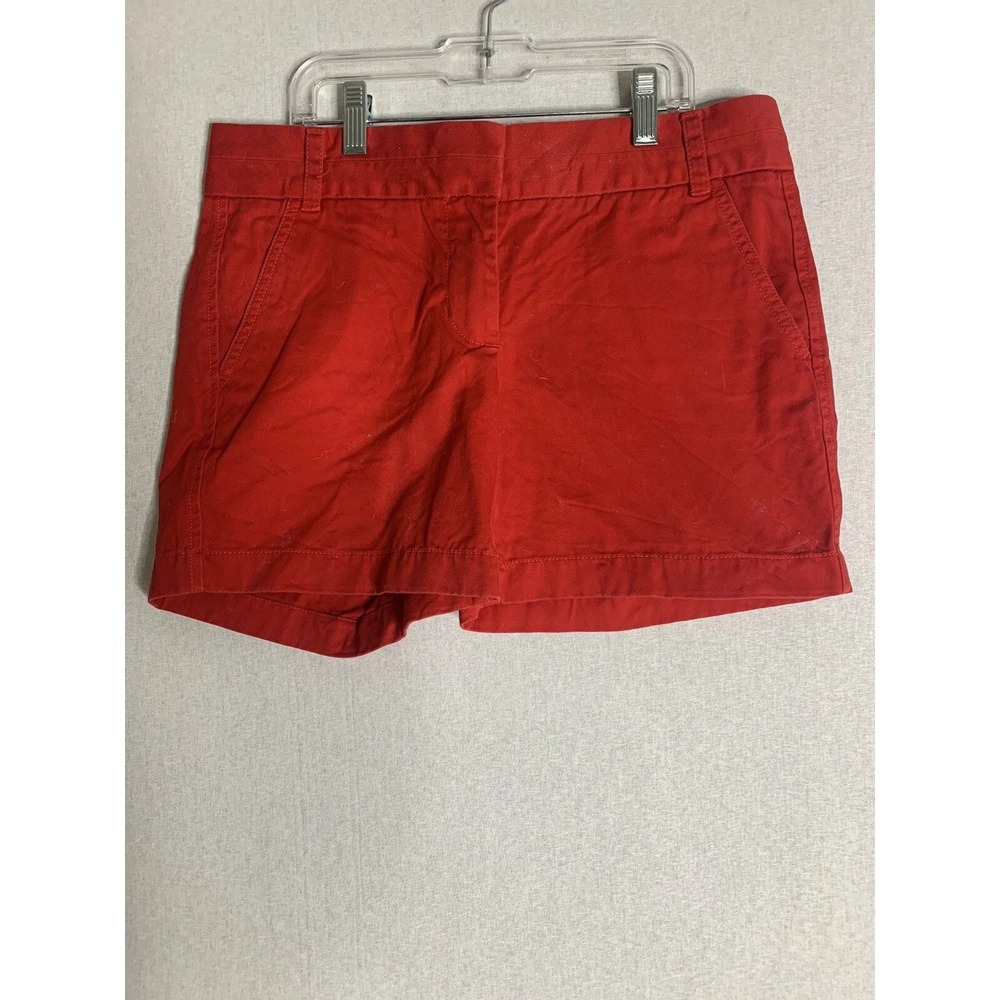 J.Crew Chino Shorts Womens 2 Red Cotton Mid Rise Casual Preppy Summer Nautical